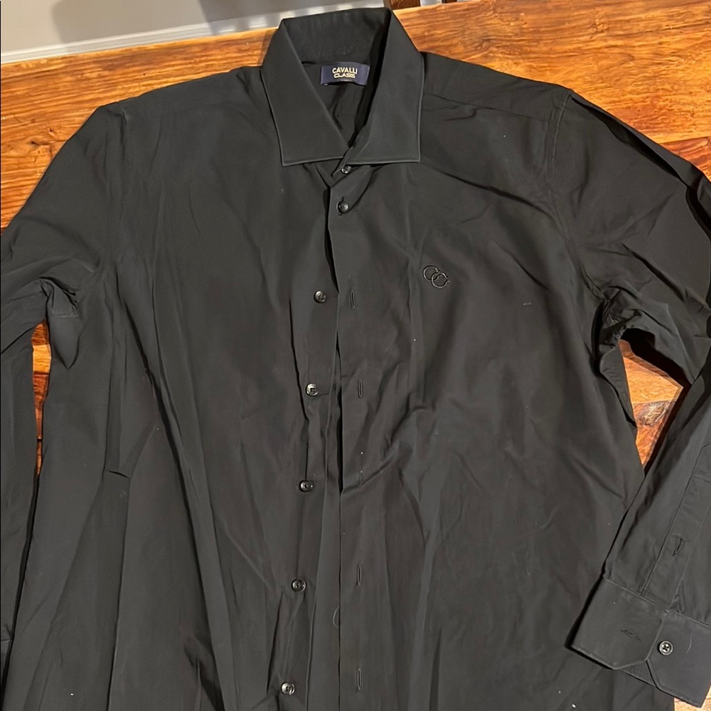 Cavalli Men's Black Dress Shirt